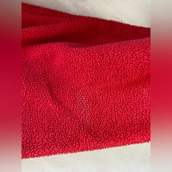 L.L. Bean Red Button Up Pull Over Sweater with Blue Trim Vintage Hiker Medium - Picture 8 of 9